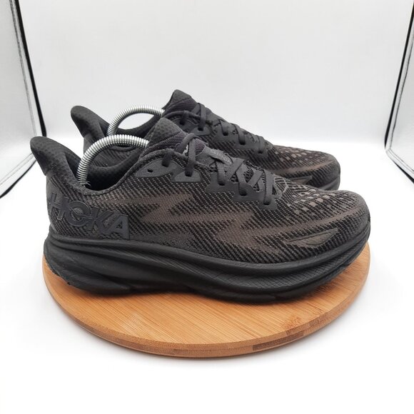 Hoka One One Clifton 9 Mens Size 10 Shoes Triple Black Athletic Running Sneakers